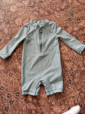 little planet baby Striped swimsuit 9M Like New